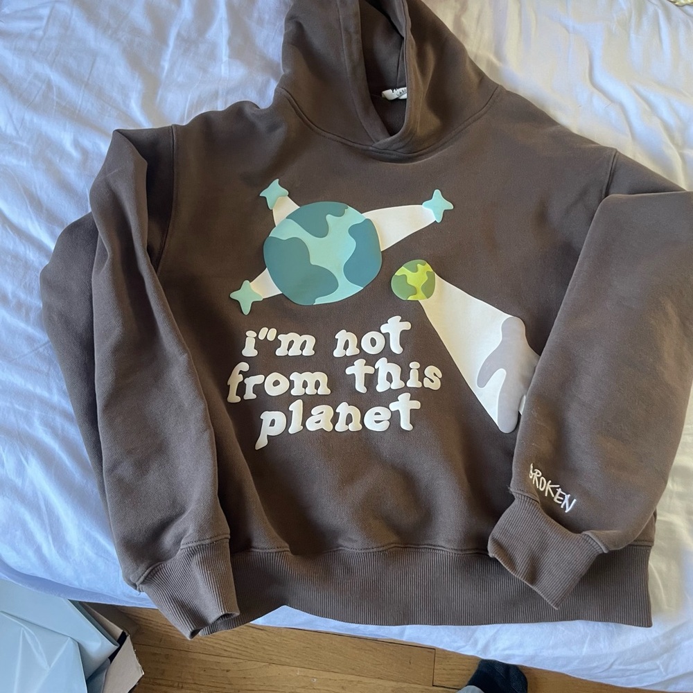 Brown Hoodie with Planet Graphic